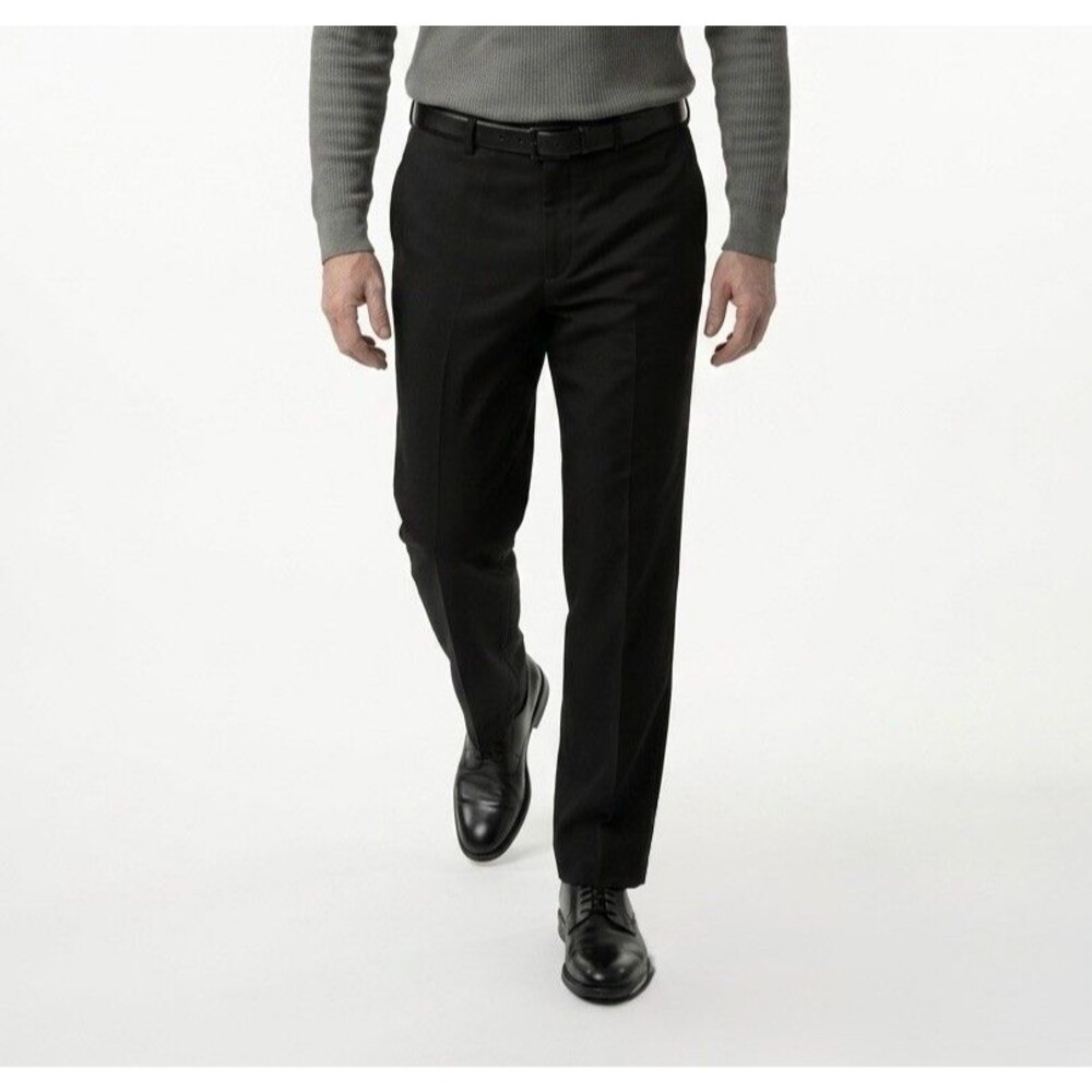 Haggar Clothing Mens 36x30 Dress Pants Extended Waist Band Black